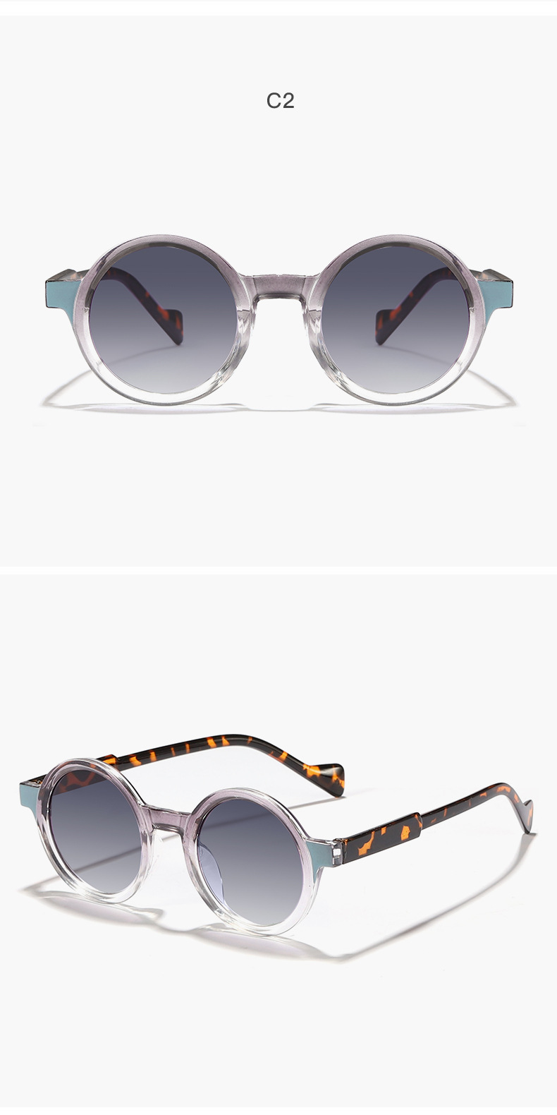 Round Frame Glasses Style Holiday, Travel Occasion Simple Style Classic Style Color Block Ac UV400 Protection Round Frame Full Frame Women's Sunglasses