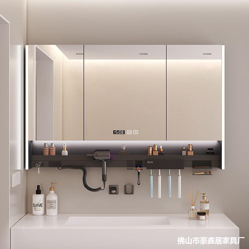 Smart Bathroom Mirror, Multi-Functional Mirror Cabinet, Bathroom Wall-Mounted Toothbrush Disinfection Shelf, Hair Dryer, Separate Atmosphere Integrated