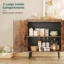 实木自助柜带储物柜2门侧板橱柜装饰柜适用于厨房入口客厅