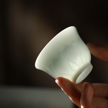 意叁手工青白瓷复古茶杯家用陶瓷品茗杯闻香杯功夫茶具主人杯单杯