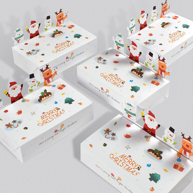 加工クリスマスギフト包装空紙箱立体動物かわいいキャンディークッキー折り畳みギフトボックス10個/バッグ|undefined