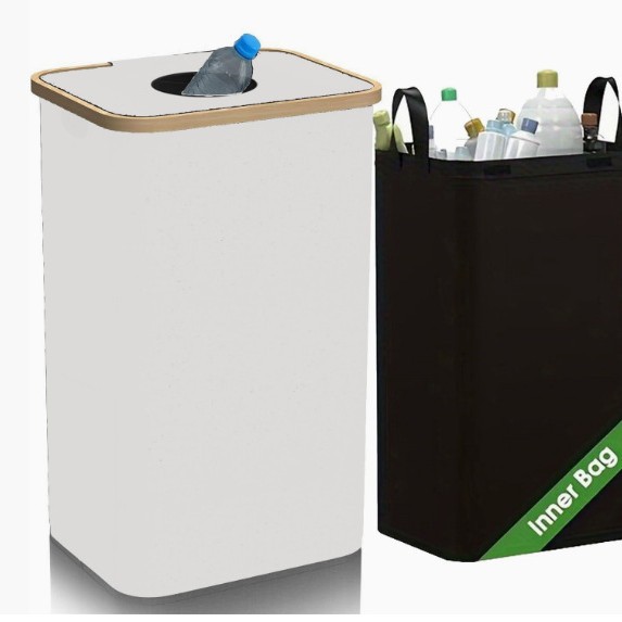 Cesta transfronteriza de artículos diversos y ropa sucia con tapa, cesta de almacenamiento de tela Oxford de bambú reciclada plegable, hogar con bolsa interior, caja de botella