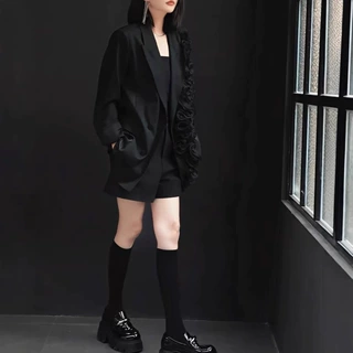 25173大爱美依缘2025新款设计感立体花外套高腰短裤洋气显瘦女装
