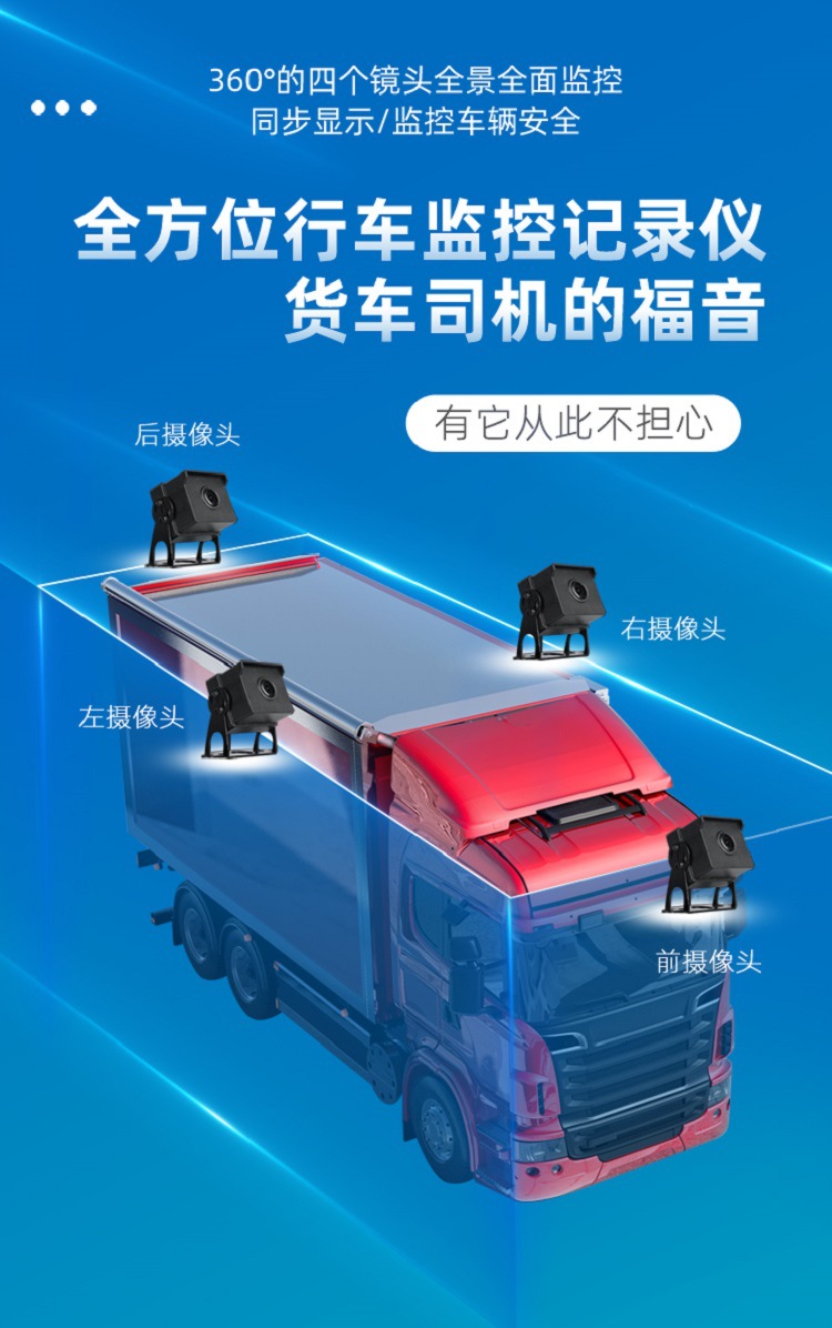 Truck Driving Recorder 24V Rear View Reversing Four-Way Monitoring Blind Spot Early Warning Parking Monitoring Ahd1080 Universal