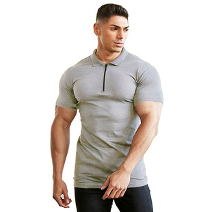 Men's Sports Short-Sleeved Polo Shirt T-Shirt Cross-Border European and American Trendyy Summer Pure Color Men's Casual Lapel Polo Shirt
