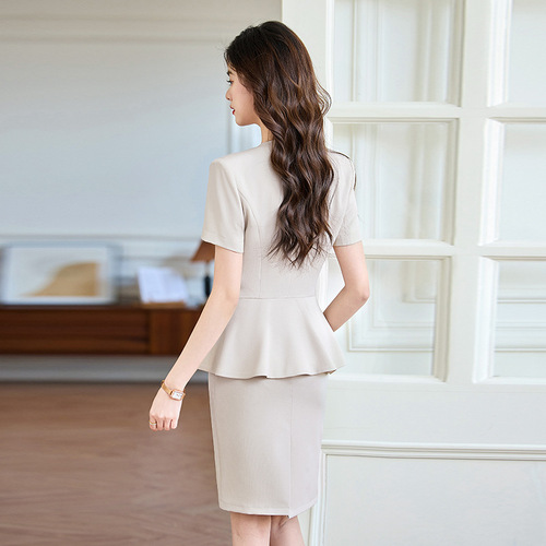Design sense professional women's skirt set summer temperament slim fit hotel medical beauty front desk workwear real estate beauty uniform