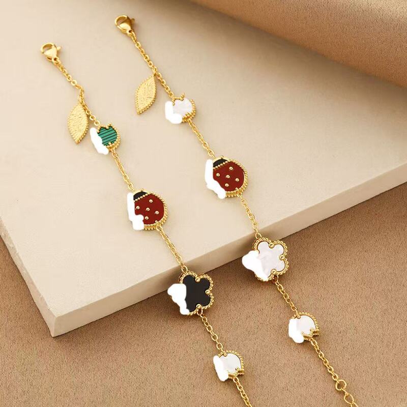 Cross-Border Hot-Selling New Luxury Series Romantic Cherry Blossom Seven-Star Ladybug Bracelet Double-Sided Mother-Of-Pearl Fashion Five-Flower Bracelet Cross-Border Hot-Selling New Luxury Series Romantic Cherry Blossom Seven-Star Ladybug Bracelet Double-Sided Mother-Of-Pearl Fashion Five-Flower Bracelet