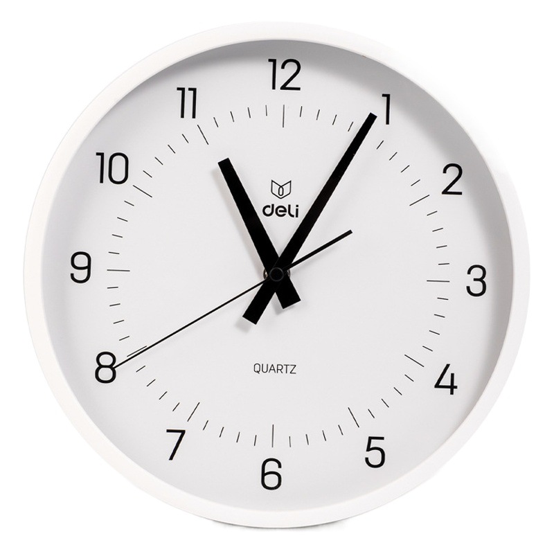 Deli alta superficie de placa de vidrio templado transparente Reloj de pared de 10 pulgadas simple moda conveniente colgante luz sonido bajo ruido LE400