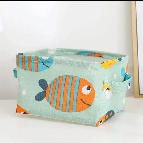 Desk Storage Basket High-Quality Fabric Cute Cosmetics Underwear Socks Miscellaneous Foldable Organizing Bag
