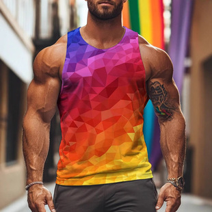 Cross-border best selling Amazon sports vest men's 3D digital printing can be customized fashion sleeveless vest men