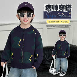 2026春季童装儿童毛衣男童上衣卡通宝宝宽松针织衫小童外套