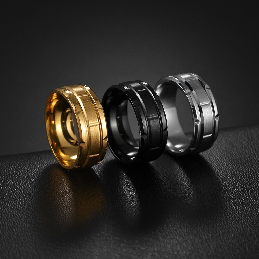 8g Weight Vacuum Plating Gold Plating Process Rings Classification 12, 13, 6 Ring Size 1 Piece Quantity Daily Occasion Titanium Steel Material Solid Color Pattern Couple, Men's Gender Plating Design Simple Style Style Couple Men's Simple Style Rings Solid Color Titanium Steel Vacuum Plating Men Band Rings 无