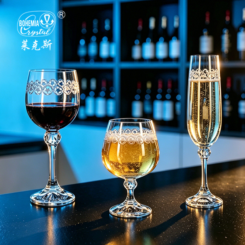 Importación de cristal sin plomo tazas de vino lujosas tazas de alto pie francesas tazas de champagne tazas de vino personalizadas al por mayor
