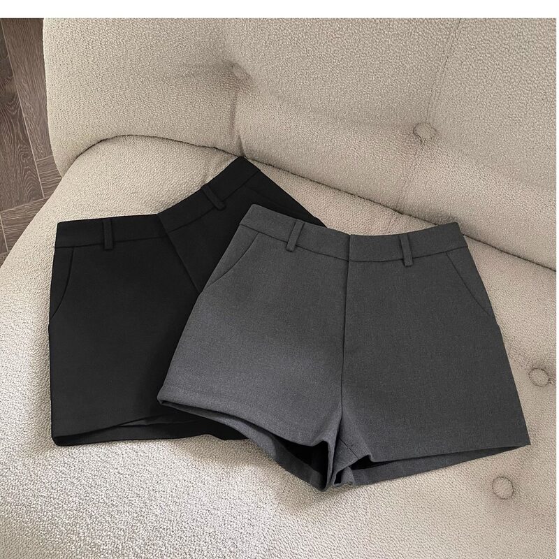 Gray Suit Shorts for Women, Black Shorts for Spring Wear, 2026 New High-Waisted Slimming Hot Pants for Women Gray Suit Shorts for Women, Black Shorts for Spring Wear, 2026 New High-Waisted Slimming Hot Pants for Women