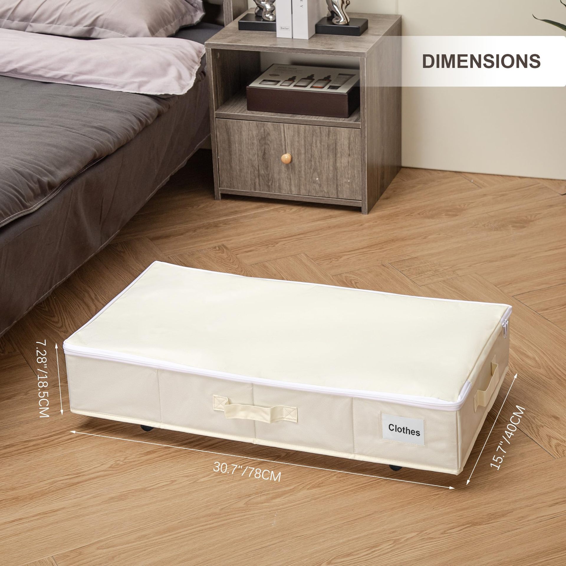 Foldable Under Bed Storage Box With Wheels, Dustproof Rolling Storage Organizer For Clothes, Shoes, Sundries, Bedroom Home Space Saving Container_maomaolike.com