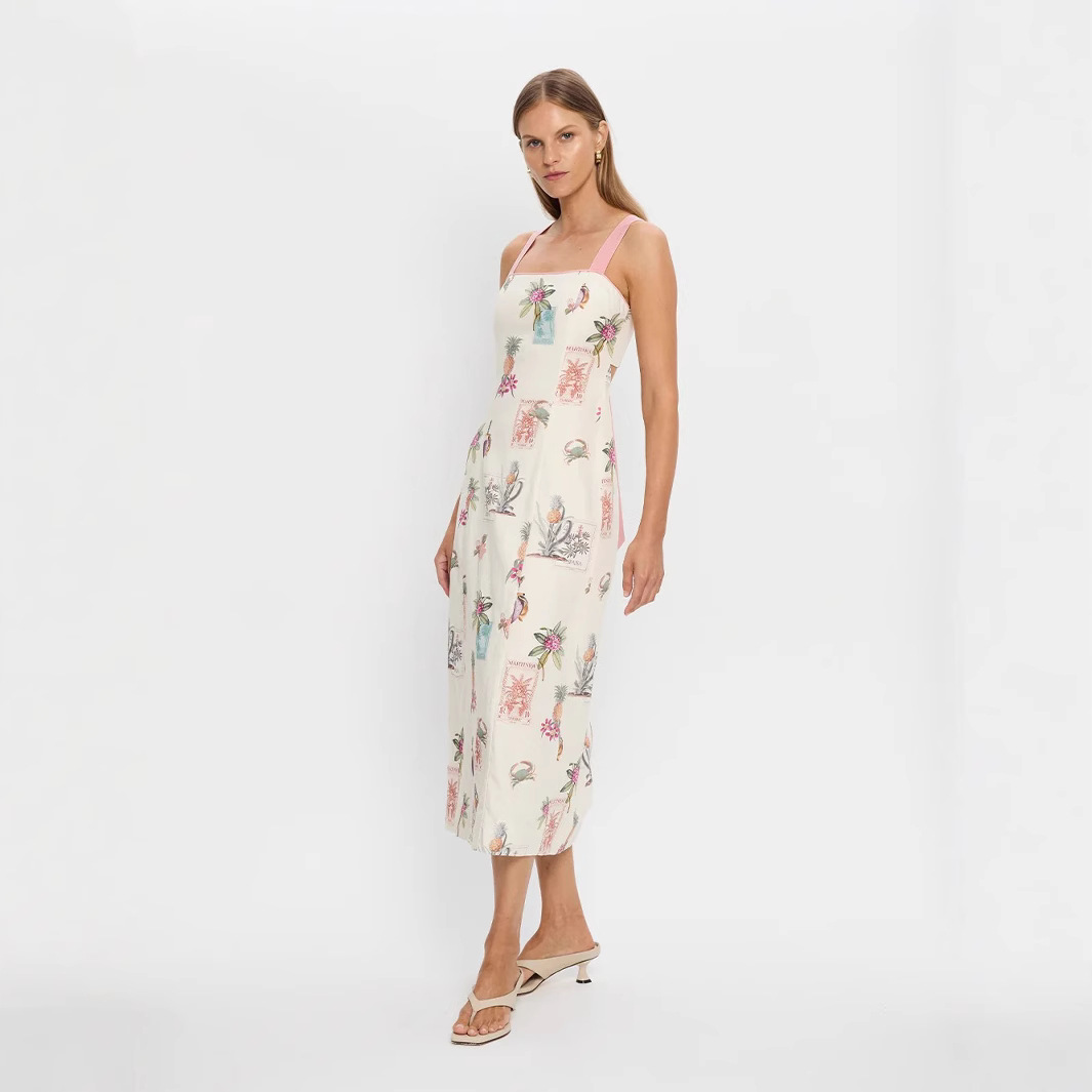 Summer, Spring Season Wholesale Women's Elegant Streetwear Printing Beach Off Shoulder Strap Sleeveless Strap Dress Backless Lace Up Dress
