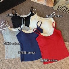 純粋な欲の風は色の偽の2つのレースの辺の小さいガーターのベストベルトの中でu型の美背の一体の固定の胸のパッドを掛けます。