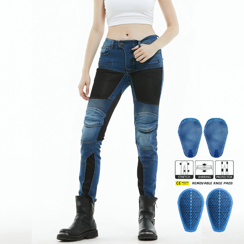 VOLERO motocicleta jeans Mujer Caballero verano malla transpirable motocicleta resistente a la caída ciclismo pantalones de silicona equipo de protección