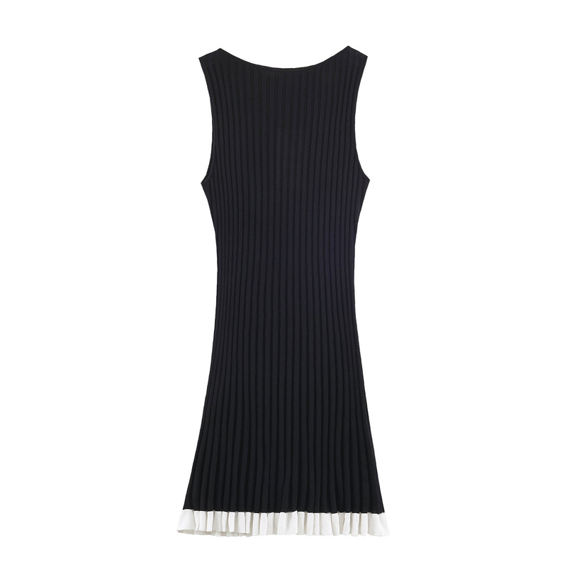 Cross-Border Summer New Women's Clothing European and American Foreign Trade Fashion Versatile Ribbed Knit Sleeveless Short Dress Cross-Border Summer New Women's Clothing European and American Foreign Trade Fashion Versatile Ribbed Knit Sleeveless Short Dress