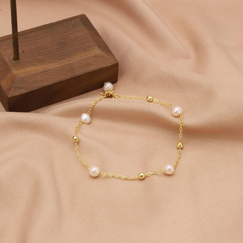 Brazalete de perlas de agua dulce natural con un conjunto de estrellas de diseño minimalista, brazalete de nicho de oro real de 18 quilates, joyas de brazalete chapadas