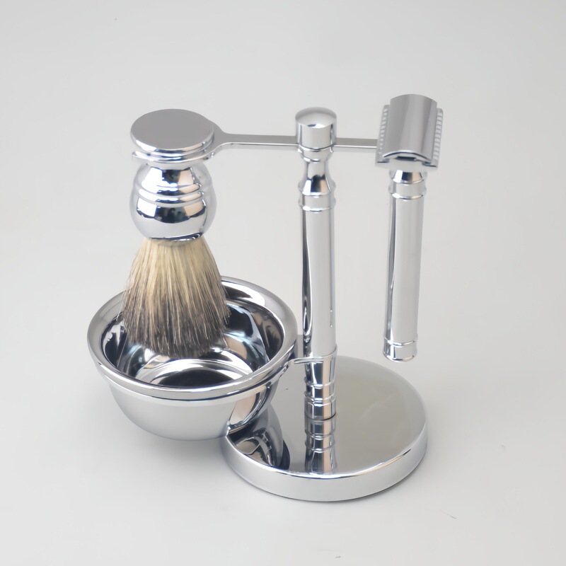 High-end men's shaving set with double-edged safety razor, badger hair brush, alloy stand, bowl, luxury grooming, cross-border in stock High-end men's shaving set with double-edged safety razor, badger hair brush, alloy stand, bowl, luxury grooming, cross-border in stock