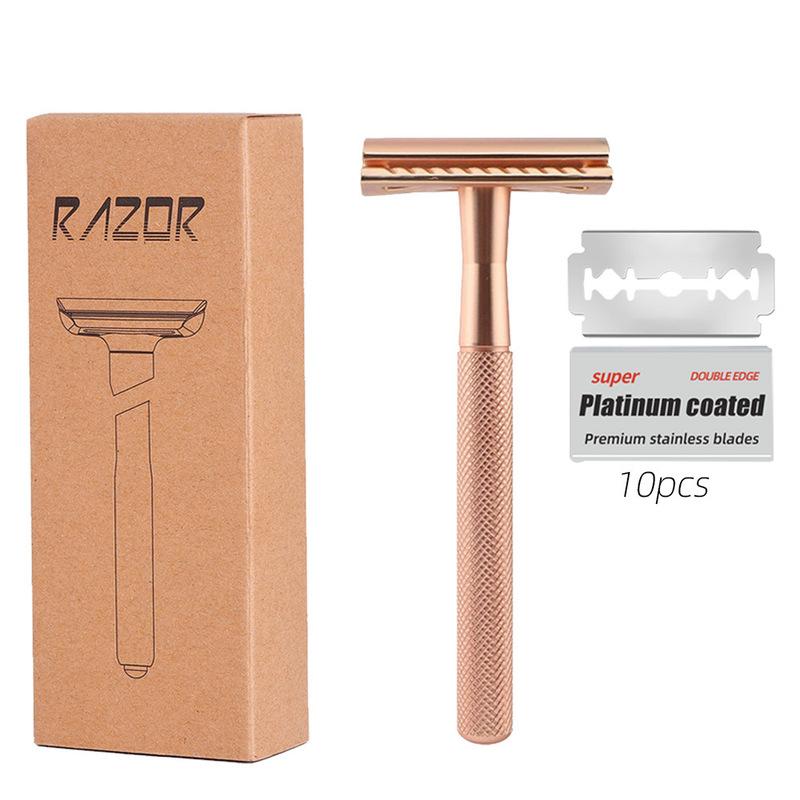 Copper Handle Vintage Razor Shaving Knife Universal Storage Box Style Reusable Unisex Double-Edged Safety Retro