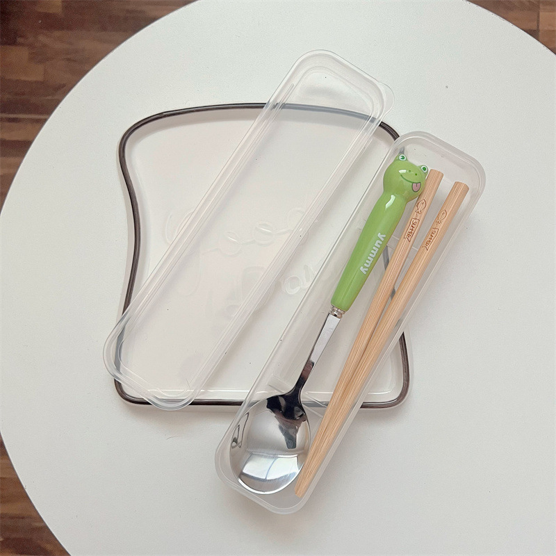 녹색 개구리 개구리 젓가락 (투명 상자)