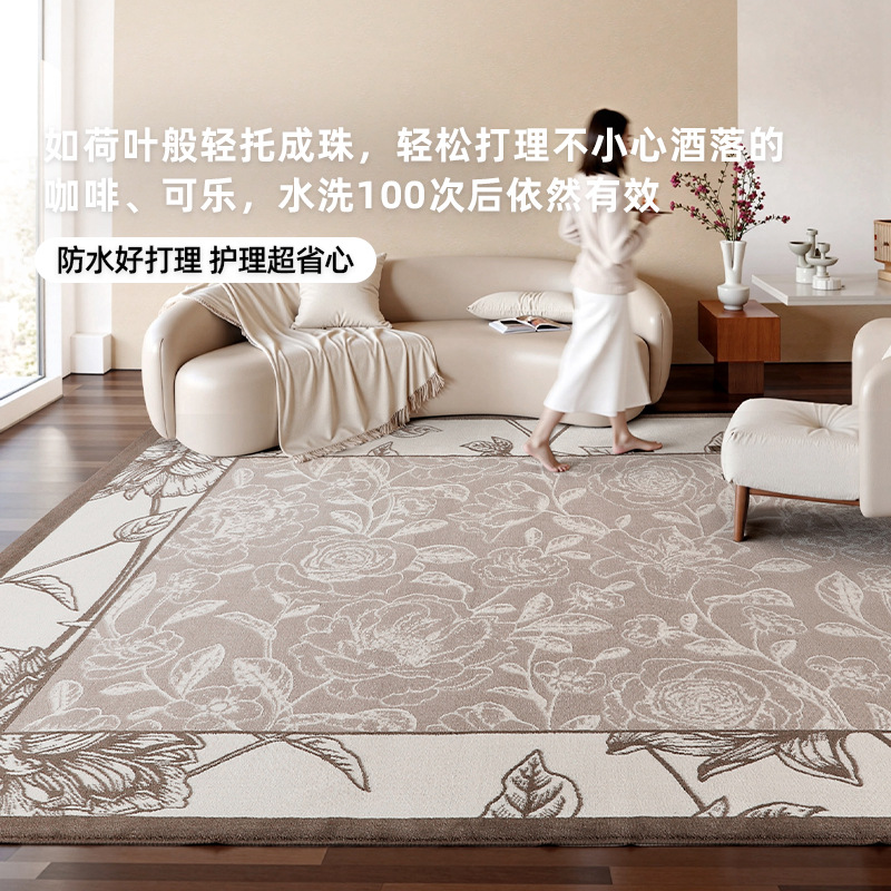 Foshan alfombra sala de estar engrosada 12mm estilo retro impermeable sin pegamento dormitorio gran área de alfombra de alfombra de alfombra de villa
