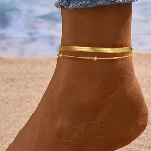 Explosive Simple Double-layer Snake Bone anklet Sexy All-match Stainless Steel No Fading Elegant Foot Chain Women's New Foot Accessories for Women