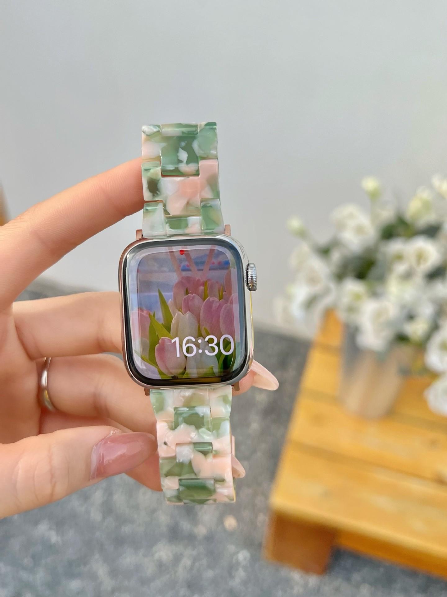 La nueva correa de manzana de resina ligera de primavera y verano es adecuada para applewatch 10a generación 987654SE para hombres y mujeres