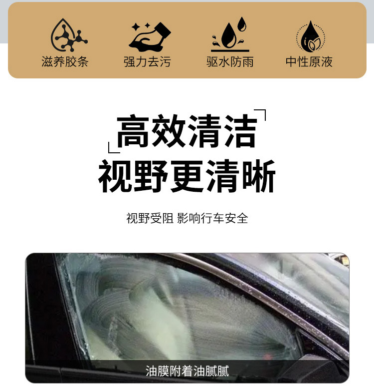 Car Glass Water Solution for Removing Oil Film and Insect Residue, Ethanol Formula, All-Season Glass Coating Cleaner, Anti-Freeze Wiper Fluid