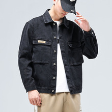 水洗牛仔外套男士春秋新款韩版潮流时尚翻领工装夹克短款牛仔上衣