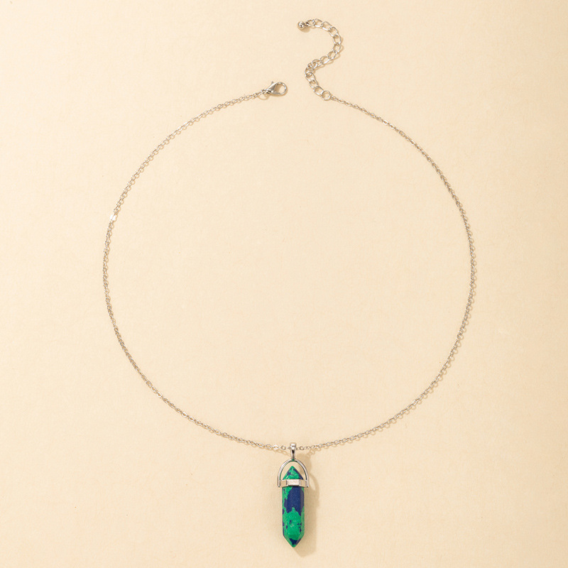 European and American new necklace multicolor bullet necklace personality single layer hexagonal col