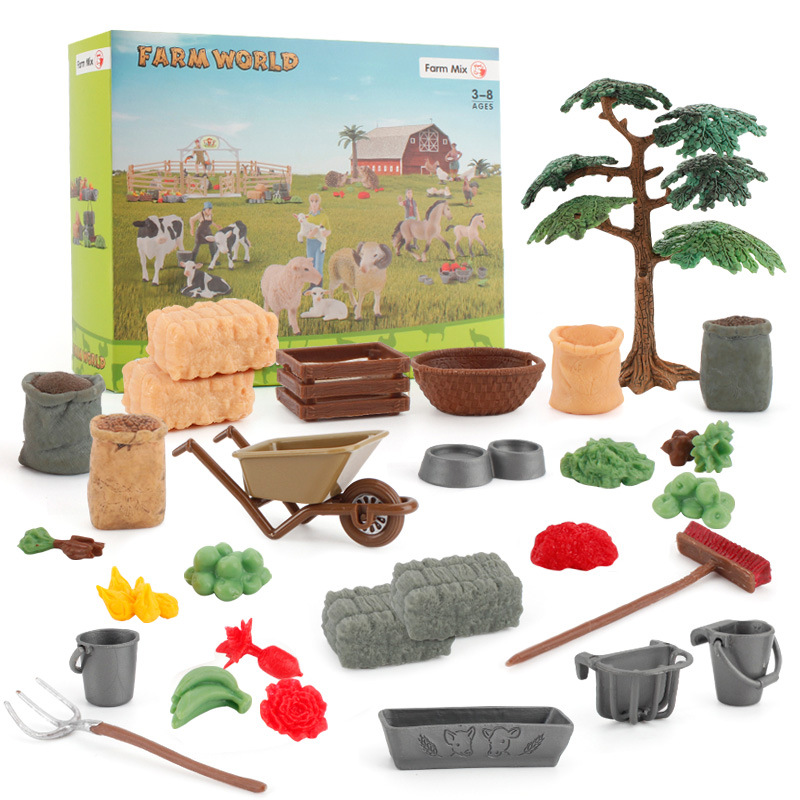 Transfronteriza simulación de escritorio granja escena bandeja de arena accesorios modelo vegetal y fruta Valle carro adornos creativos