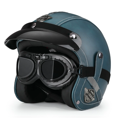 Motosiklet dəbilqələri: helmet men's and women's electric - m-navy-blue-black-mirror-free-brim-face-towel