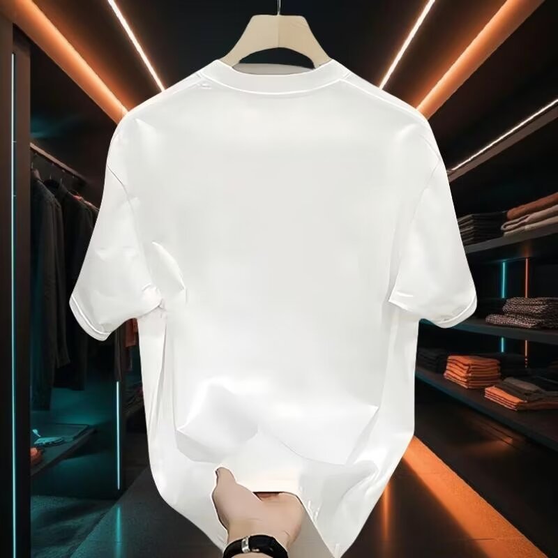 T-shirt à manches courtes pour hommes, polyvalent, avec lettres, imprimé haut de gamme, Design tendance, petit haut, été 2024_voghion.com