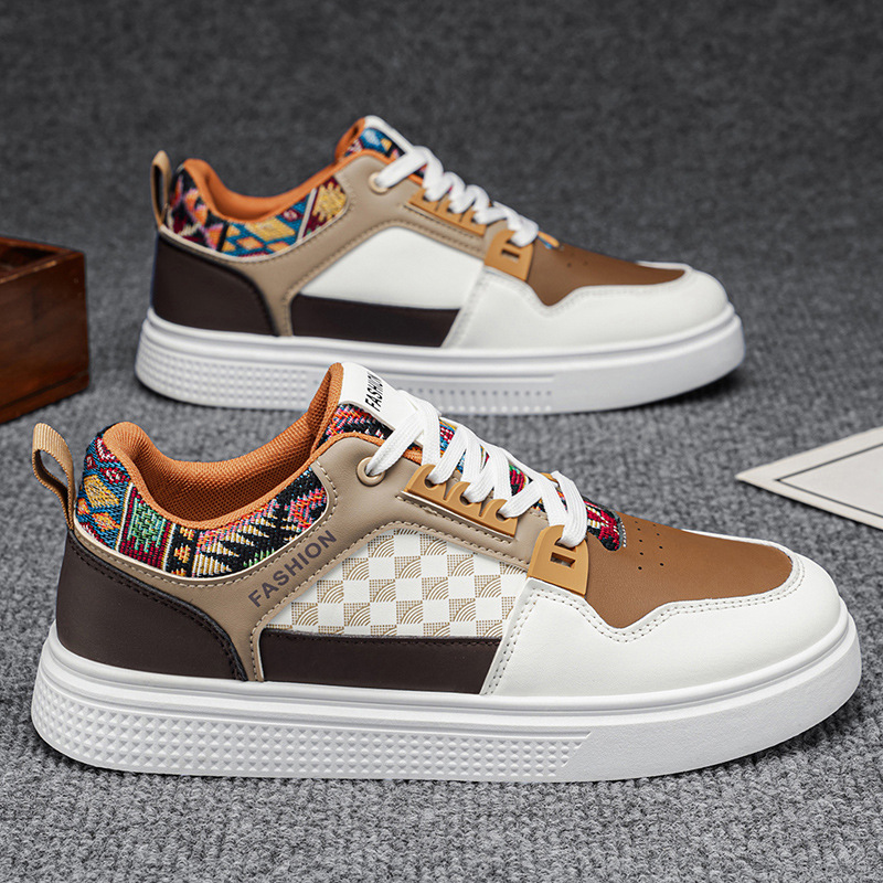 Primavera estilo nacional empalme transpirable skate casuales hombre suave antideslizante tendencia retro versátil zapatillas deportivas bajas para hombres