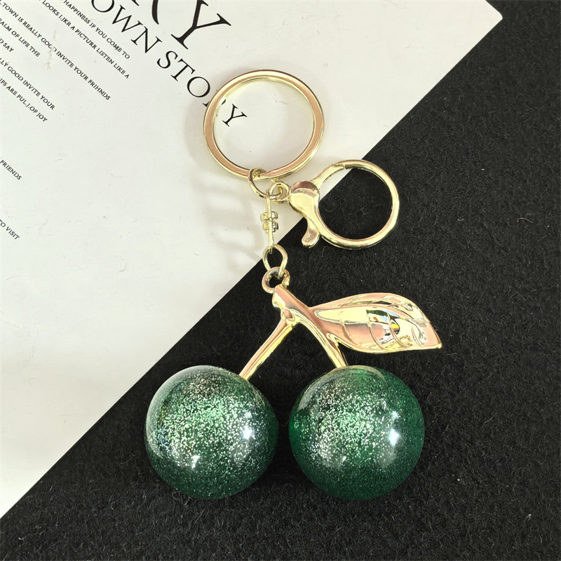 Simulación transfronteriza fruta cereza grande llavero de cereza llavero de metal bolsa colgante llavero de coche creativo