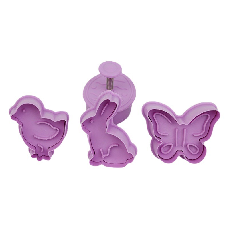 Juego de molde de galleta de Pascua Pollo Conejo Flor Huevo Pollo Conejo Cuete Cortar Torta Funda de galletas de fondant