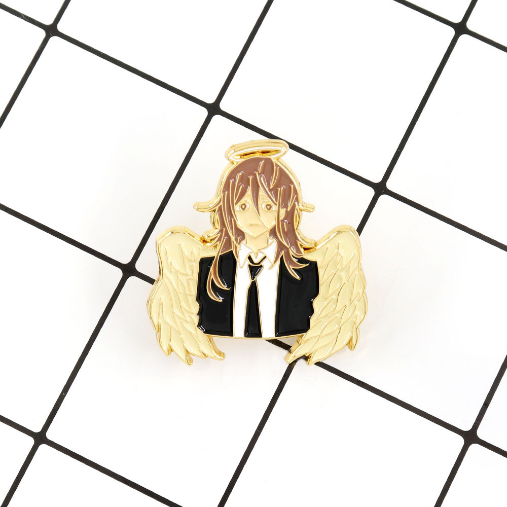 Chainsaw Man Angel Demon Enamel Brooch Denji Power Fan Art Metal Badge Anime Backpack Decoration Pin