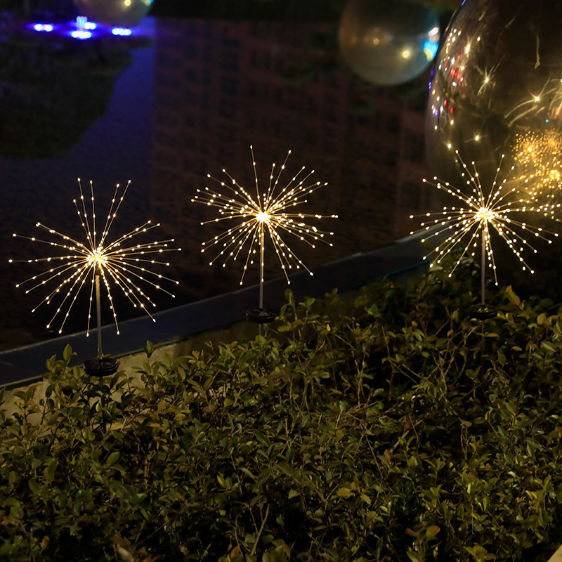 太阳能烟花灯户外防水庭院花园草地插灯带遥控景观装饰灯蒲公英灯|undefined