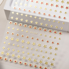 烫金星星爱心美甲贴纸平面烫银四芒星十字架diy指甲贴纸饰品 DH款