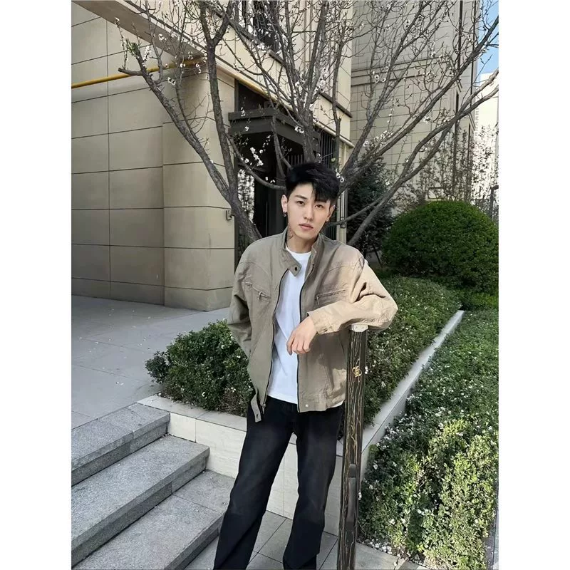 [小短 隋缘 同款  哈林顿帆布水洗做旧重磅夹克春季外套]