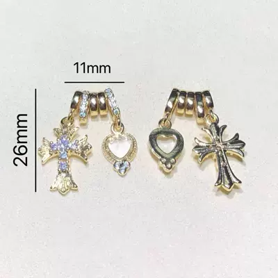 14K Gold-Plated Color-Preserving Crystal DIY Accessories Cross Spacer Beads Heart Charm Bracelet Necklace String Accessories (Zərgərlik ara hissələri) - gold