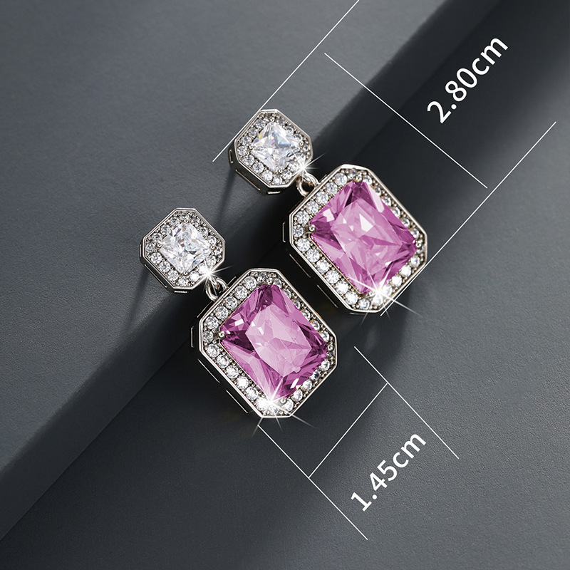 Joyería de Xupe imitación de color tesoro serie geométrico cuadrado elegante alto sentido aretes hembra francés Retro Luz pendientes de lujo hembra