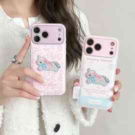 适用苹果17ProMax鼓包刺绣贴片手机壳彩虹独角兽图案iPhone17卡通