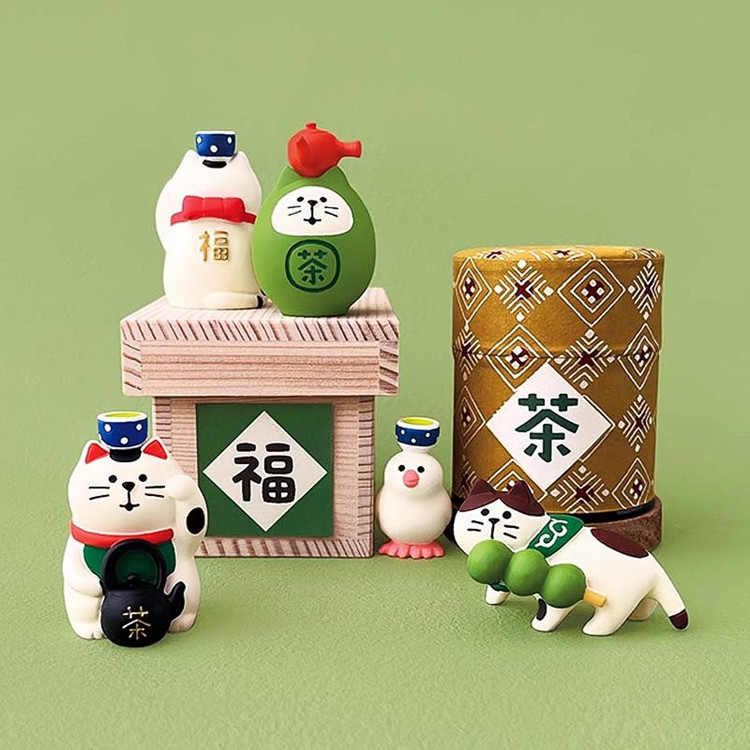 日本式抹茶シリーズ家庭猫樹脂かわいい車載デスクトップdiy小置物プレゼントミニチュア撮影場