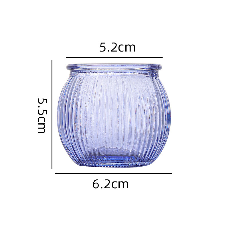 Transfronterizo Amazon para el conjunto de vela de vidrio en relieve, taza de cera de banana de color, candelabro a rayas, patrón de diamante