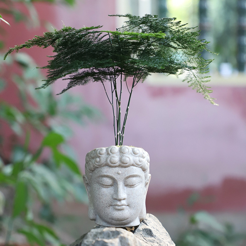 Chậu Cây Resin Chậu cây resin giả đá hình đầu Phật, chậu cây trang trí nhà, ban công và sân vườn (RG-14)