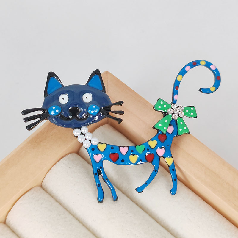 Brooches Classification Cute Retro Pin Cat Alloy Enamel Plating Inlay Zircon Women's Brooches